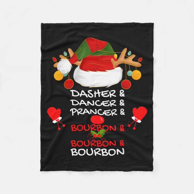 Dasher Dancer Prancer &amp; Bourbon Christmas Holi Fleecedecke (Vorderseite)