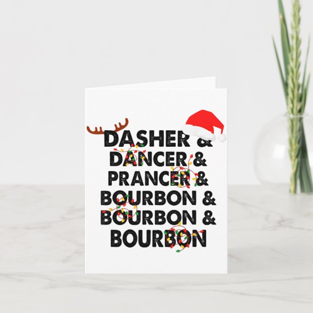 Dasher Dancer Prancer & Bourbon Weihnachtsfeier Karte (Vorderseite)