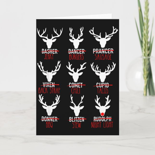 Dasher Dancer Prancer & Bourbon Weihnachtsfeier Karte (Vorderseite)