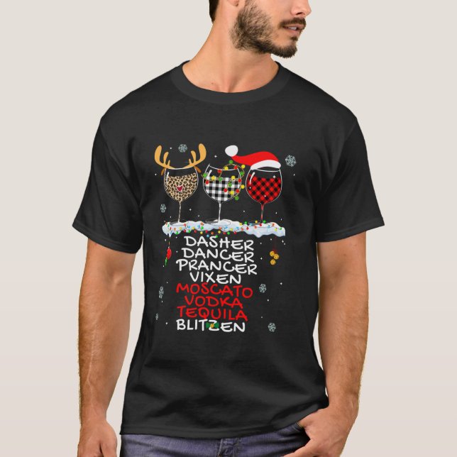 Dasher Dancer Prancer Vixen Moscato Vodka Tequila T-Shirt (Vorderseite)