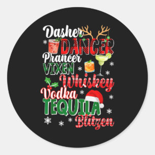 Dasher Dancer Prancer Vixen Moscato Wodka Tequila  Runder Aufkleber