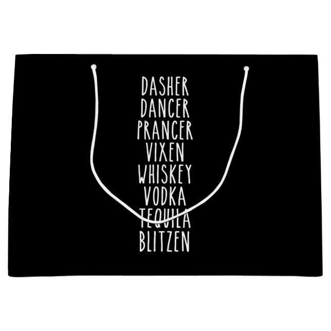 Dasher Dancer Prancer Vixen Whiskey Vodka Tequila Große Geschenktüte (Vorderseite)