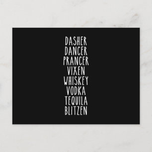 Dasher Dancer Prancer Vixen Whiskey Vodka Tequila Postkarte