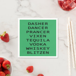 Dasher Dancer Vixen Vodka Tequila Whiskey Blitzen Serviette