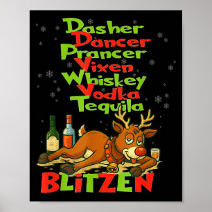 Dasher Dancer Whiskey Wodka Tequila Blitzen Christ Poster