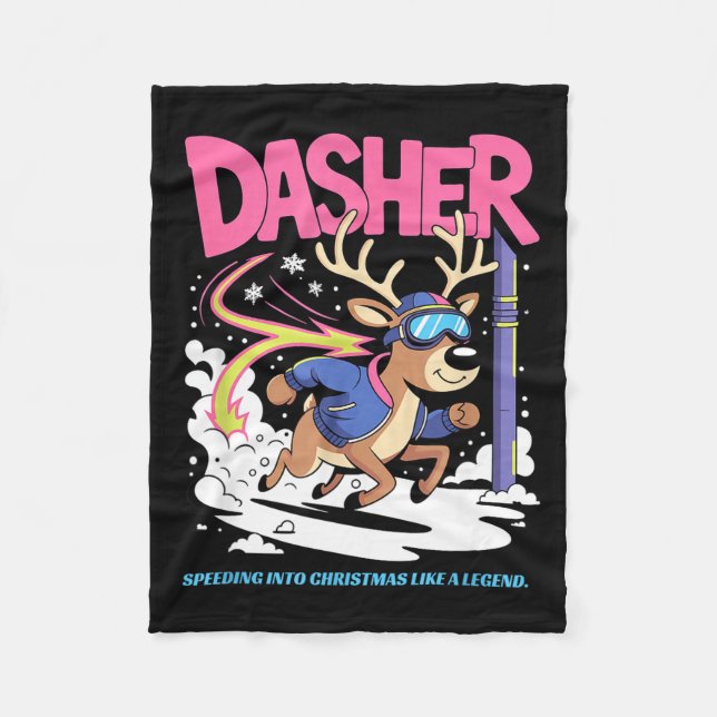 Dasher Reindeer Christmas Speeding Fun  Fleecedecke (Vorderseite)