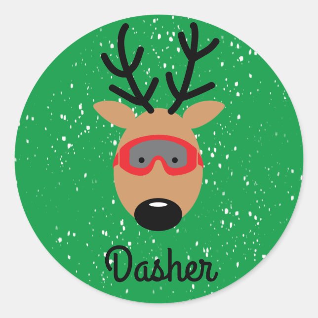 Dasher Reindeer Classic Round Sticker (Vorderseite)