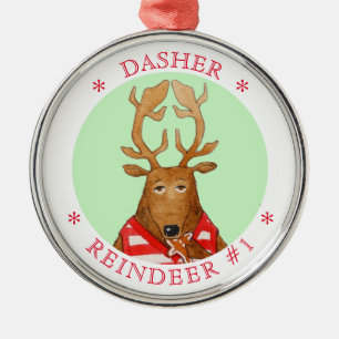 DASHER REINDEER Premium RUNDFUNK Ornament Aus Metall