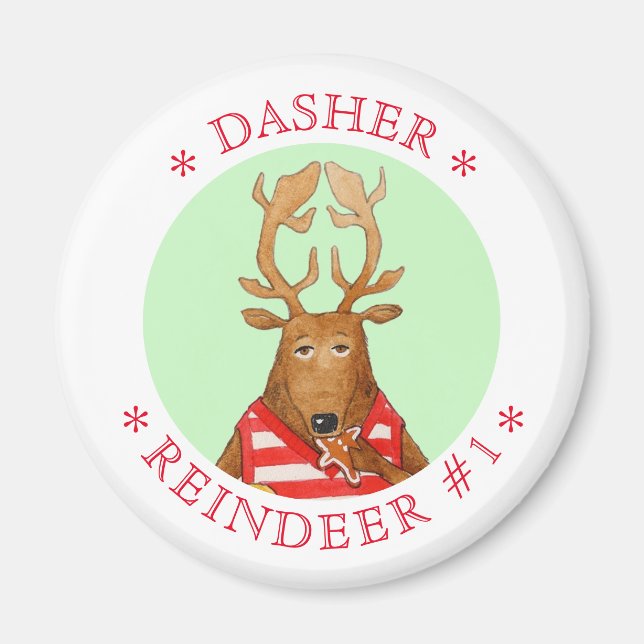 DASHER REINDEER Round Magnet (Vorne)