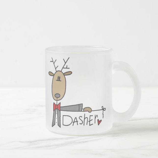 Dasher Ren-WeihnachtsT - Shirts und -geschenke Mattglastasse (Rechts)