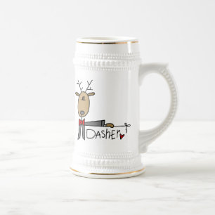 Dasher-Rentier-Weihnachts-T-Shirts und Geschenke Bierglas