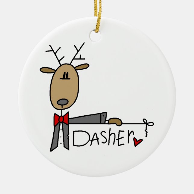 Dasher Rentier Weihnachtsgeschenke und T - Shirt Keramik Ornament (Vorne)