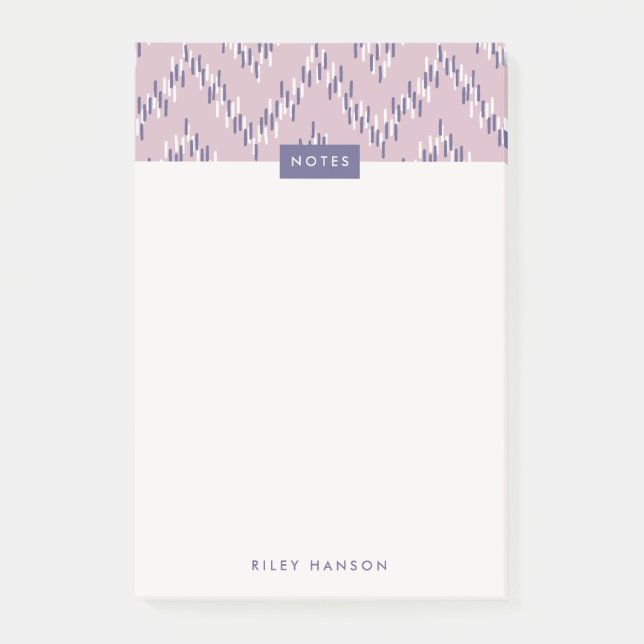 Dashing Boho Ikat Zig Zag Motif Post-It - Violet (Devant)