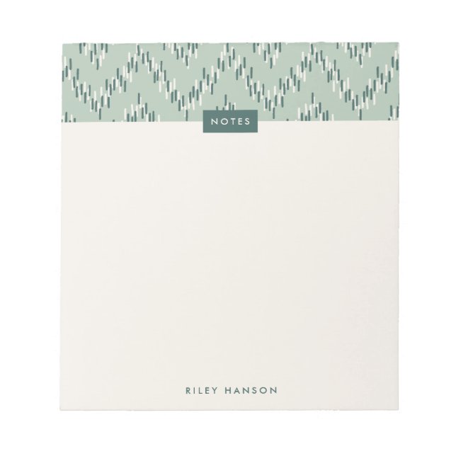Dashing Boho Ikat Zig Zag Muster Notepad - Aquamar Notizblock (Vorderseite)