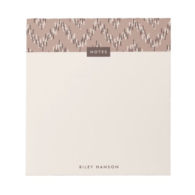 Dashing Boho Ikat Zig Zag Muster Notepad - braun Notizblock (Vorderseite)