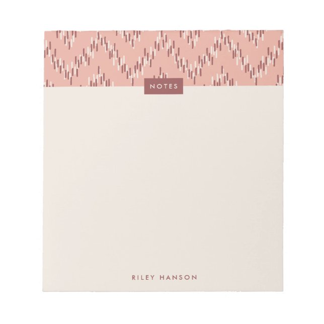 Dashing Boho Ikat Zig Zag Muster Notepad - Rot Notizblock (Vorderseite)