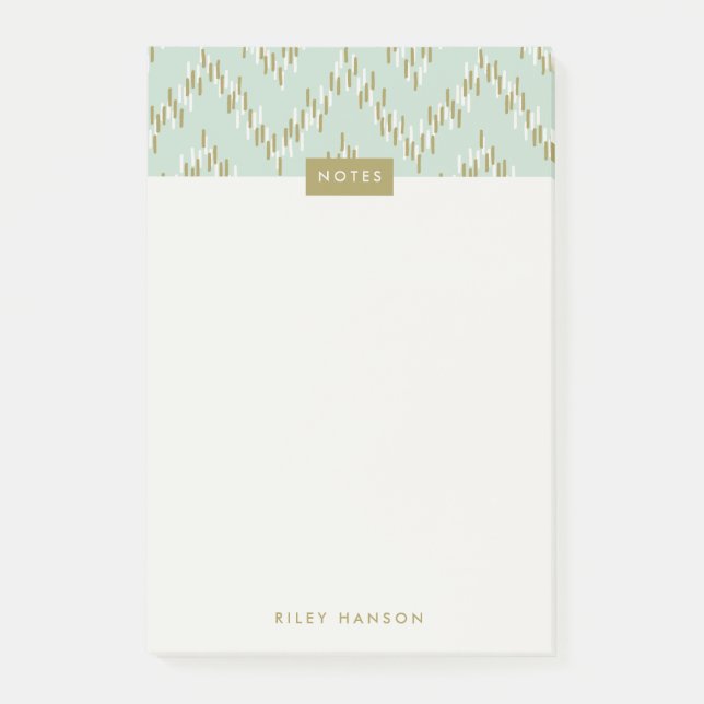 Dashing Boho Ikat Zig Zag Muster Post-It - Green Klebezettel (Vorderseite)