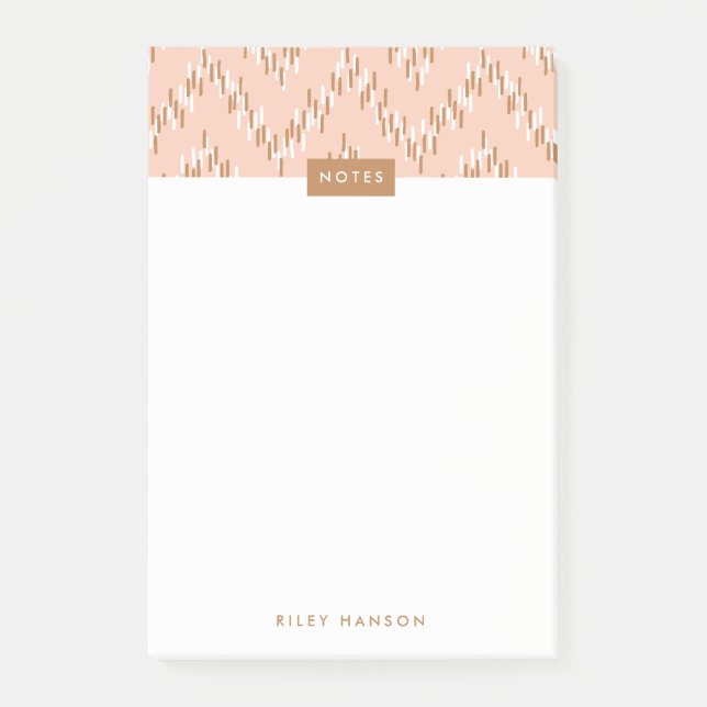 Dashing Boho Ikat Zig Zag Muster Post-It - Orange Post-it Klebezettel (Vorderseite)