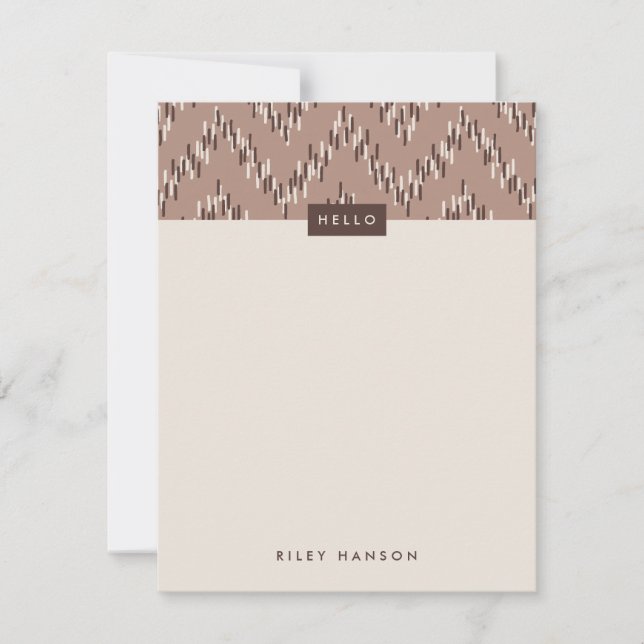 Dashing Boho Ikat Zig Zag Stationery - Brown (Vorderseite)
