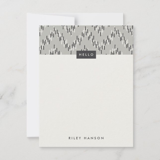 Dashing Boho Ikat Zig Zag Stationery - Gray (Vorderseite)