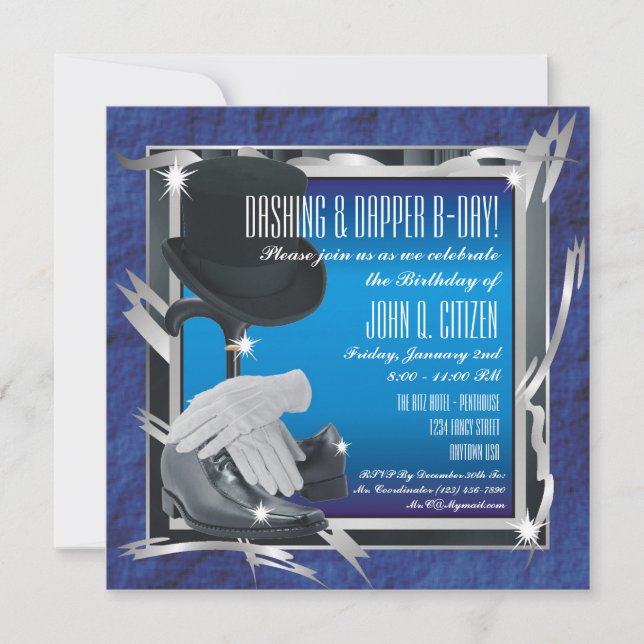 Dashing Custom 5.25 X 5.25 Invitations - Bleu (Devant)