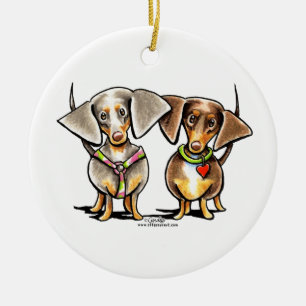 Dashing Dappled-Dackeln Keramikornament