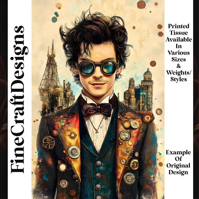 Dashing Steampunk Man Verziert Outfit P6 Decoupage Seidenpapier (Von Creator hochgeladen)