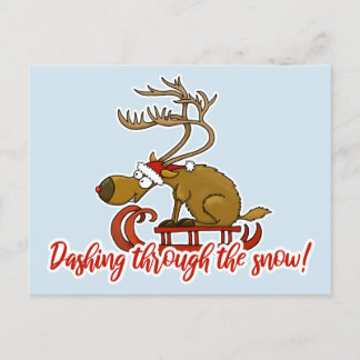 Dashing through the snow Christmas postcard Feiertagspostkarte