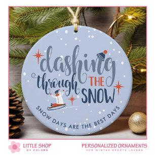 Dashing Through the Snow Winter Foto Keramik Ornament