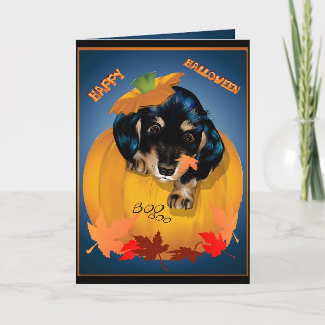 Dashund Halloween - Boo-Karte Karte (Vorderseite)