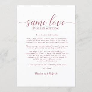 Dasselbe Liebe-Downsize-Rose-Gold Einladung