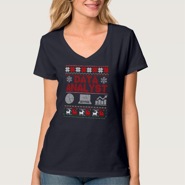 Data Analyst Off Shoulder Weihnachts Ugly Sweater T-Shirt (Vorderseite)