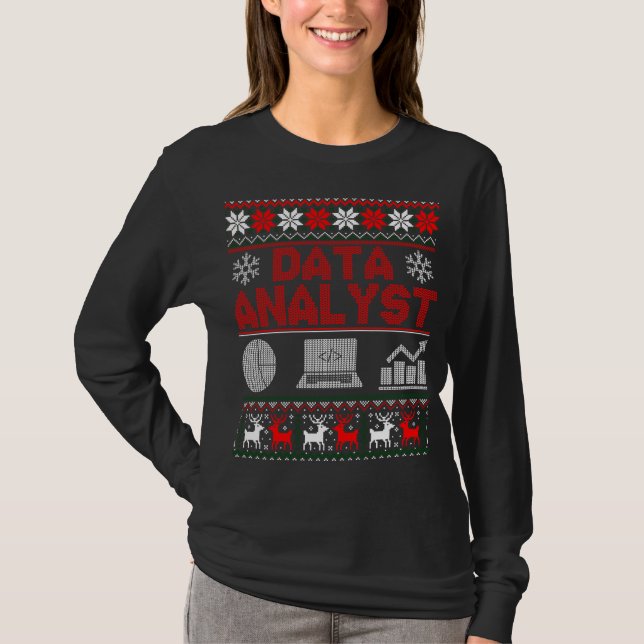 Data Analyst Off Shoulder Weihnachts Ugly Sweater T-Shirt (Vorderseite)