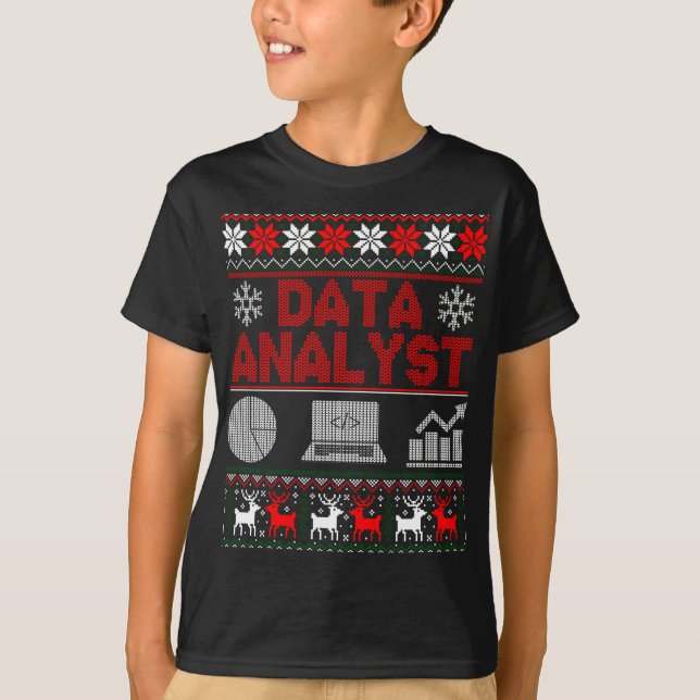 Data Analyst Off Shoulder Weihnachts Ugly Sweater T-Shirt (Vorderseite)