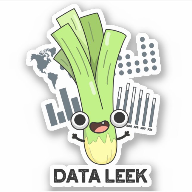 Data Leek Funny Computer Veggie Pun Aufkleber (Vorderseite)