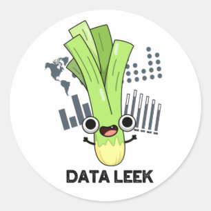 Data Leek Funny Computer Veggie Pun Runder Aufkleber