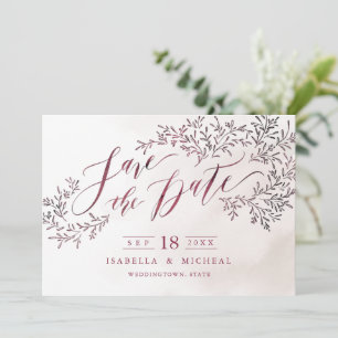 Date Bourgogne floral rustique calligraphie save the da