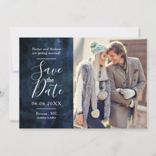 Date Collage de photos aquarelle bleu marine Save the D
