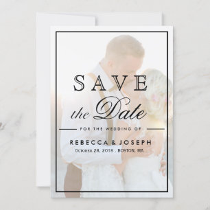 Date Elegant Faux Vellum Overlay Photo Wedding Save The