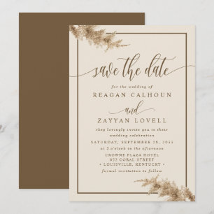 Date Herbe des Pampas Calligraphie Moderne Save The Dat