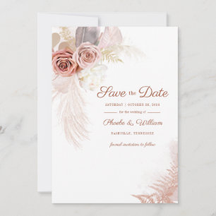 Date Herbe des Pampas Moderne Écriture Florale Save The