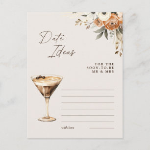 Date Ideas Espresso Martini Brautparty Game Postkarte