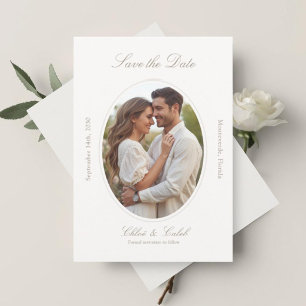 Date Ivory & Sand Chic Écriture Wedding Save The