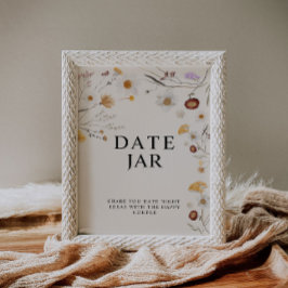 Date Jar Boho Wildblume Wedding Sign Poster