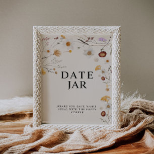 Date Jar Boho Wildblume Wedding Sign Poster