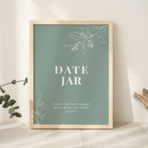 Date Jar Sage Green Wedding Sign Poster