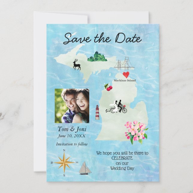 Date Michigan Map Save the Dater (Devant)