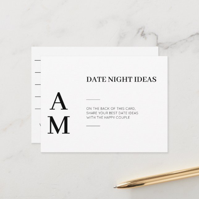 Date moderne Idées de nuit Cartes de mariage (Devant/Arrière en situation)