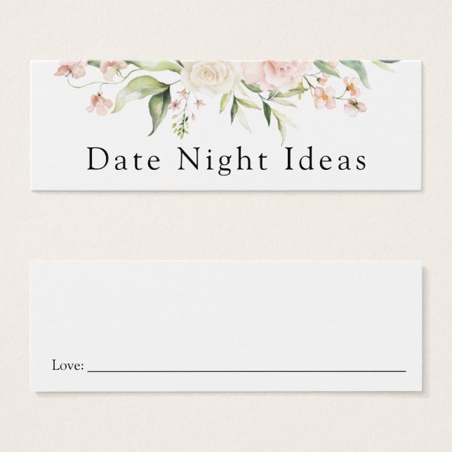Date Night Idea Blush Florals Card (Vorne & Hinten)