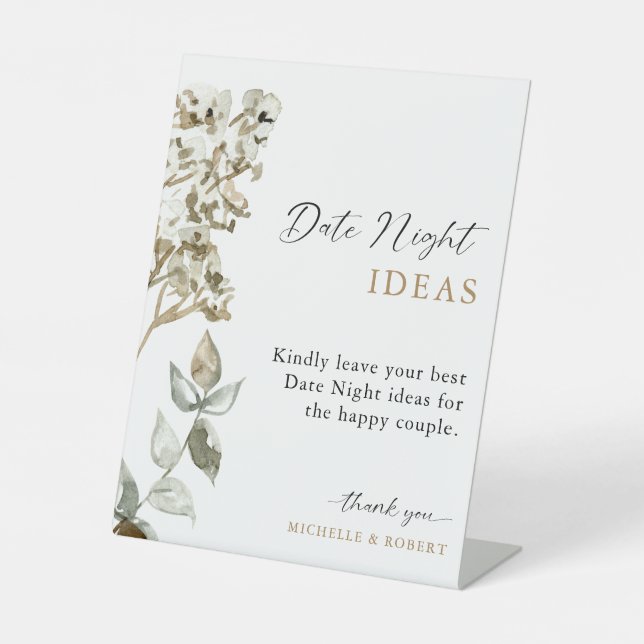 Date Night Ideas Boho Pampas Grass Wedding Elegant Sockelschild (Vorderseite)